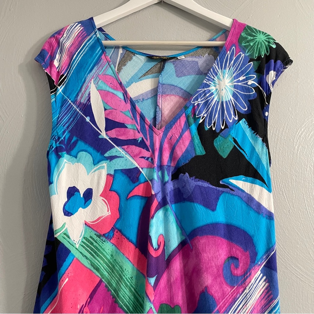 Jams World Barry Bayberry Dress Size L colorful sleeveless floral print - Picture 3 of 11